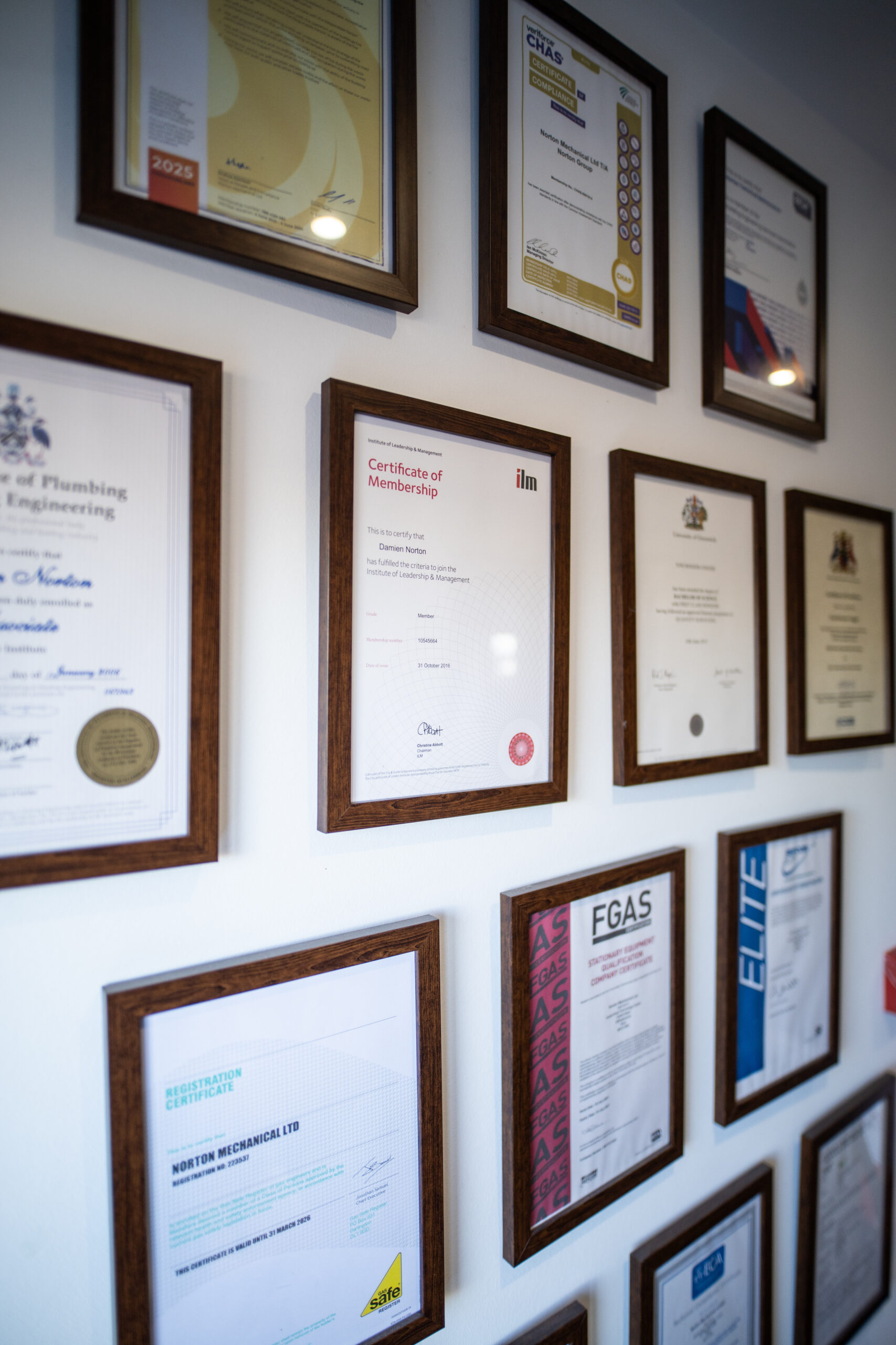 Norton Certifications Wall